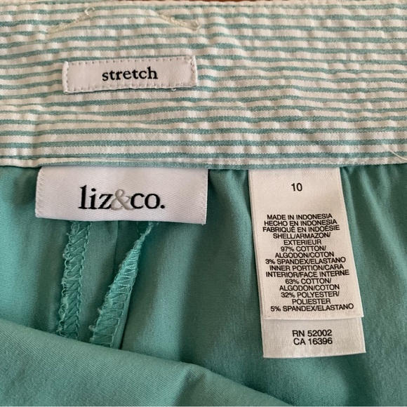 Liz & Co. Mint Striped Seersucker Skort Womens 10 With Pockets - Picture 10 of 11